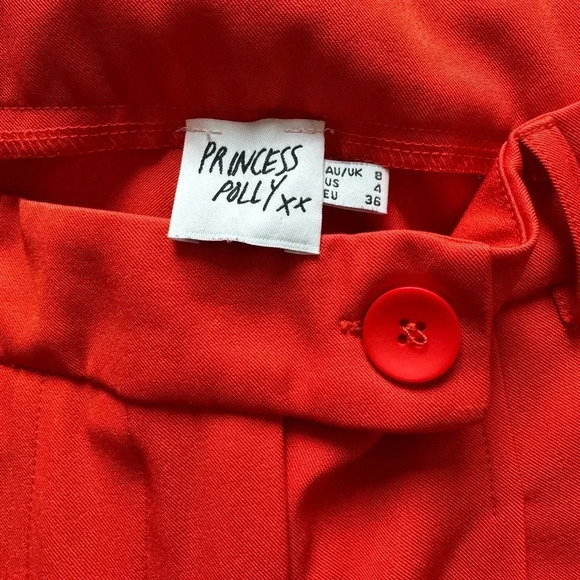 Women's Princess Polly Work Trousers Vibrant Red Orange Wide-Leg Pants Size 4 - Picture 3 of 5